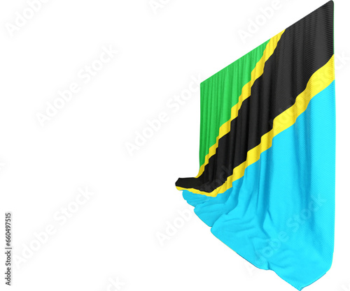 Tanzania Flag Curtain in 3D Rendering called Flag of Tanzania photo