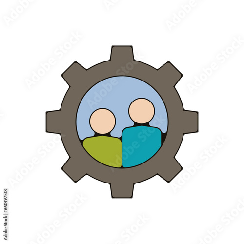 binome reglages team buiding travail entreprise d'équipe pictogramme Icone et symbole couleur fin