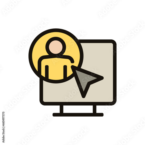cible profil ordinateur team buiding travail entreprise d'équipe pictogramme Icone jaune gras couleur