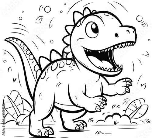 Vector illustration of cute cartoon dinosaur. Coloring book for children.