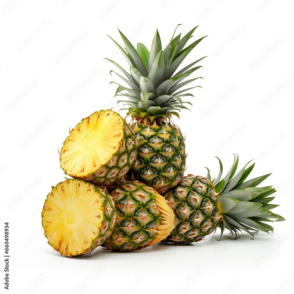 A pile of pineapples sitting on top of each other A pile of pineapples sitting on top of each other