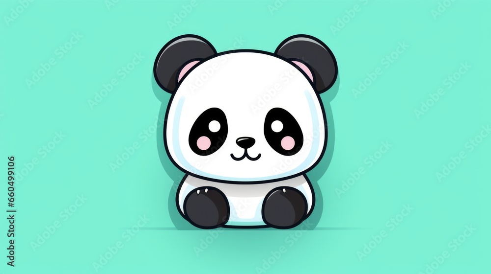 A panda bear sitting on a green surface A panda bear sitting on a green surface