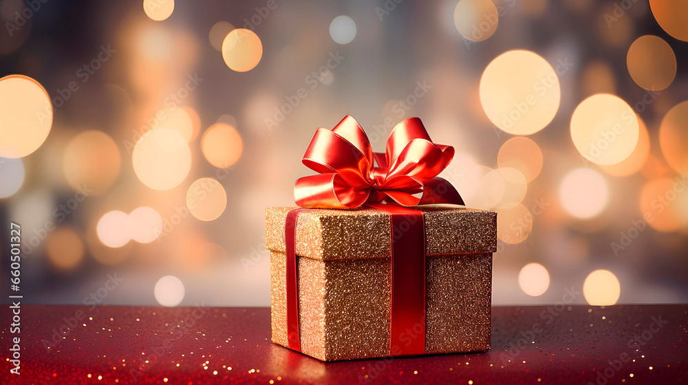 Christmas gift box with a red bow Christmas gift box with a red bow