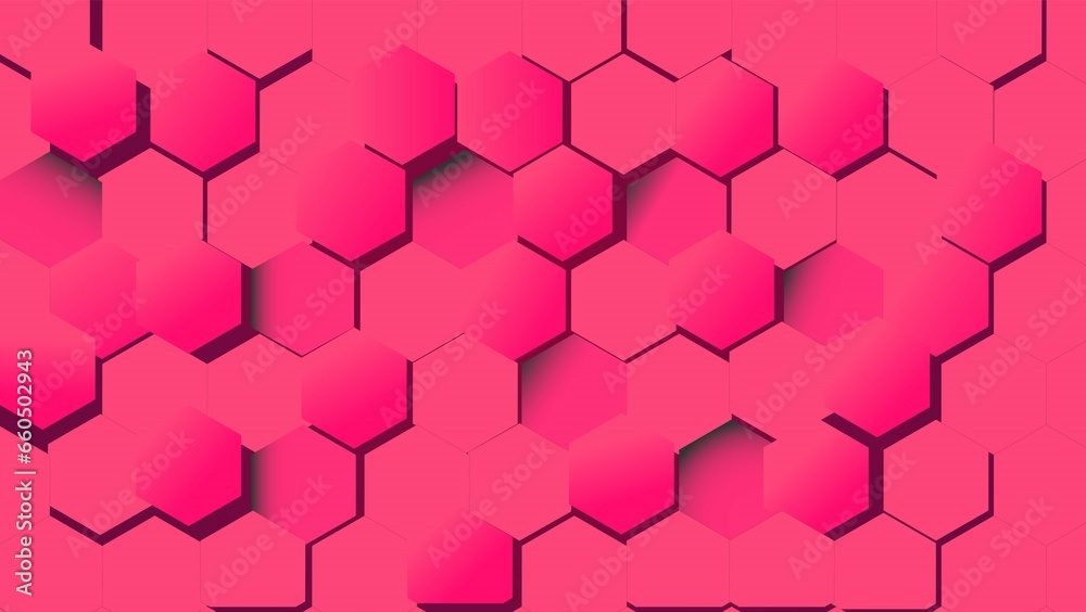 A 3D pattern hexagon background in dark pink color. A 3D pattern hexagon background in dark pink color.