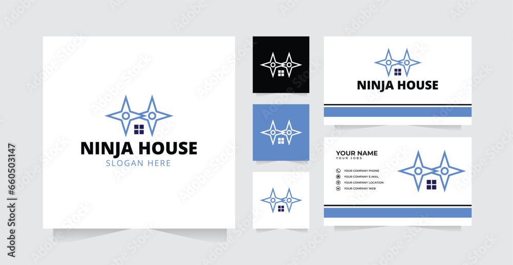 Obraz premium Ninja home or shuriken home logo design Template Logo
