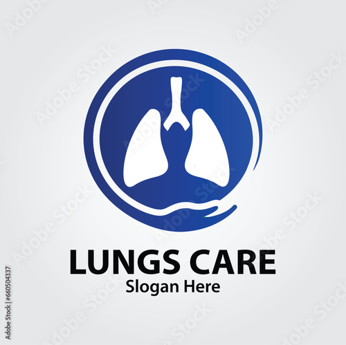 Lungs Care Creative Flat Logo Design Vector Template. Medical, Medicine and Clinic Logo Concept.