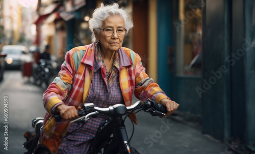 senior person riding a bicycle