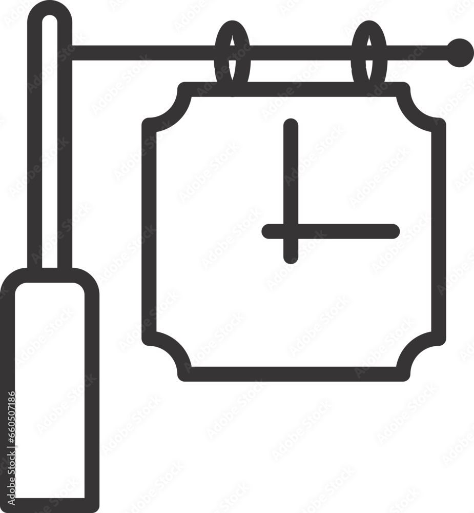 clock sign black and white outline flat vector clock sign black and white outline flat vector