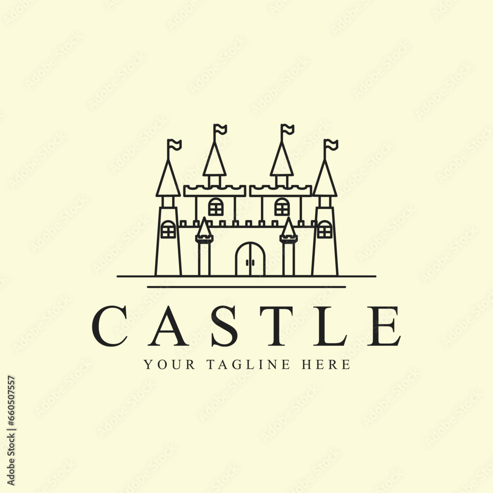 Obraz premium castle logo line art graphic design icon template simple minimalist vector illustration