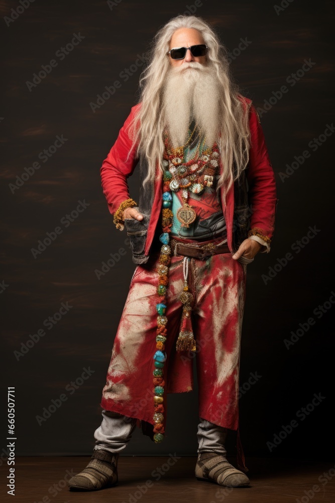 Portrait of senior man dressed as a pirate trendy hipster santa claus. Portrait of senior man dressed as a pirate trendy hipster santa claus.