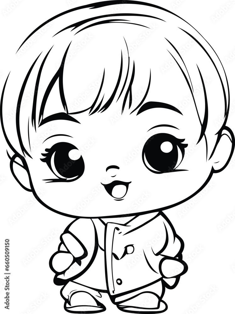 Cute little boy cartoon isolated on white background. Vector illustration.