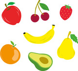 Ilustración vectorial de frutas. Plantilla de frutas.