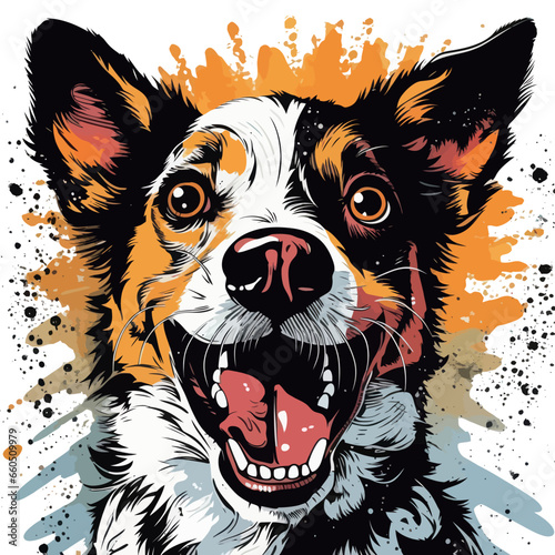 Comic vector illustration of a cute dog face