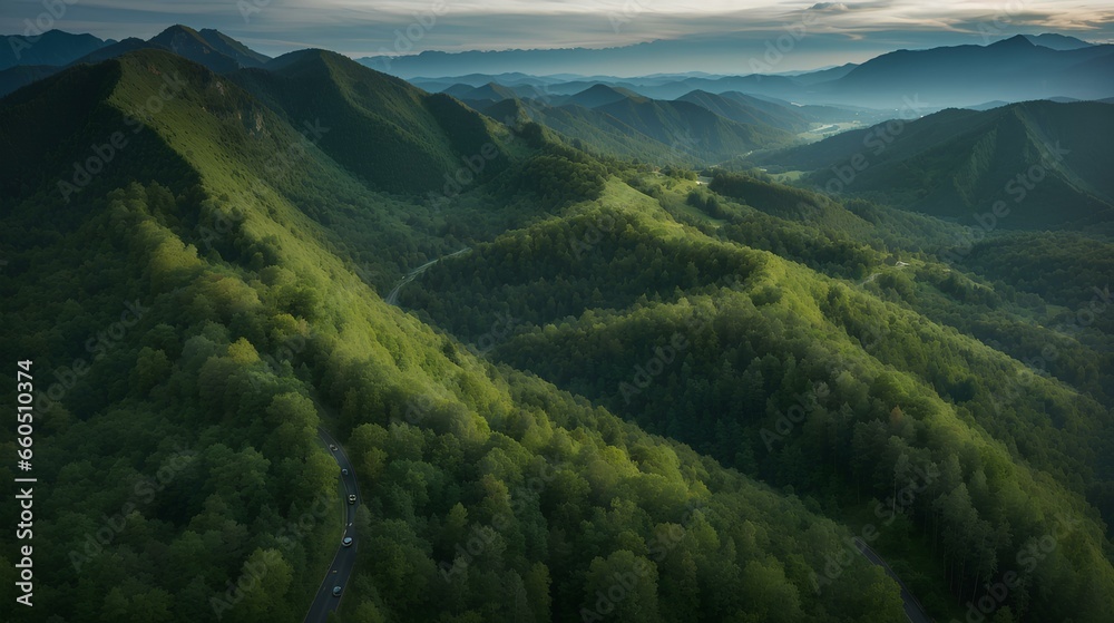 Fototapeta premium panorama of the mountains in the morning