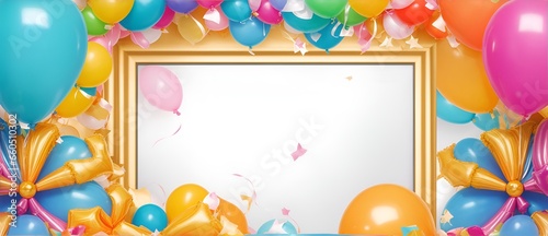 Birthday festival theme frame with balloons and gifts from Generative AI