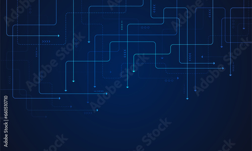 Digital technology blue background. Concept with technology line light. Circuit board background technology.