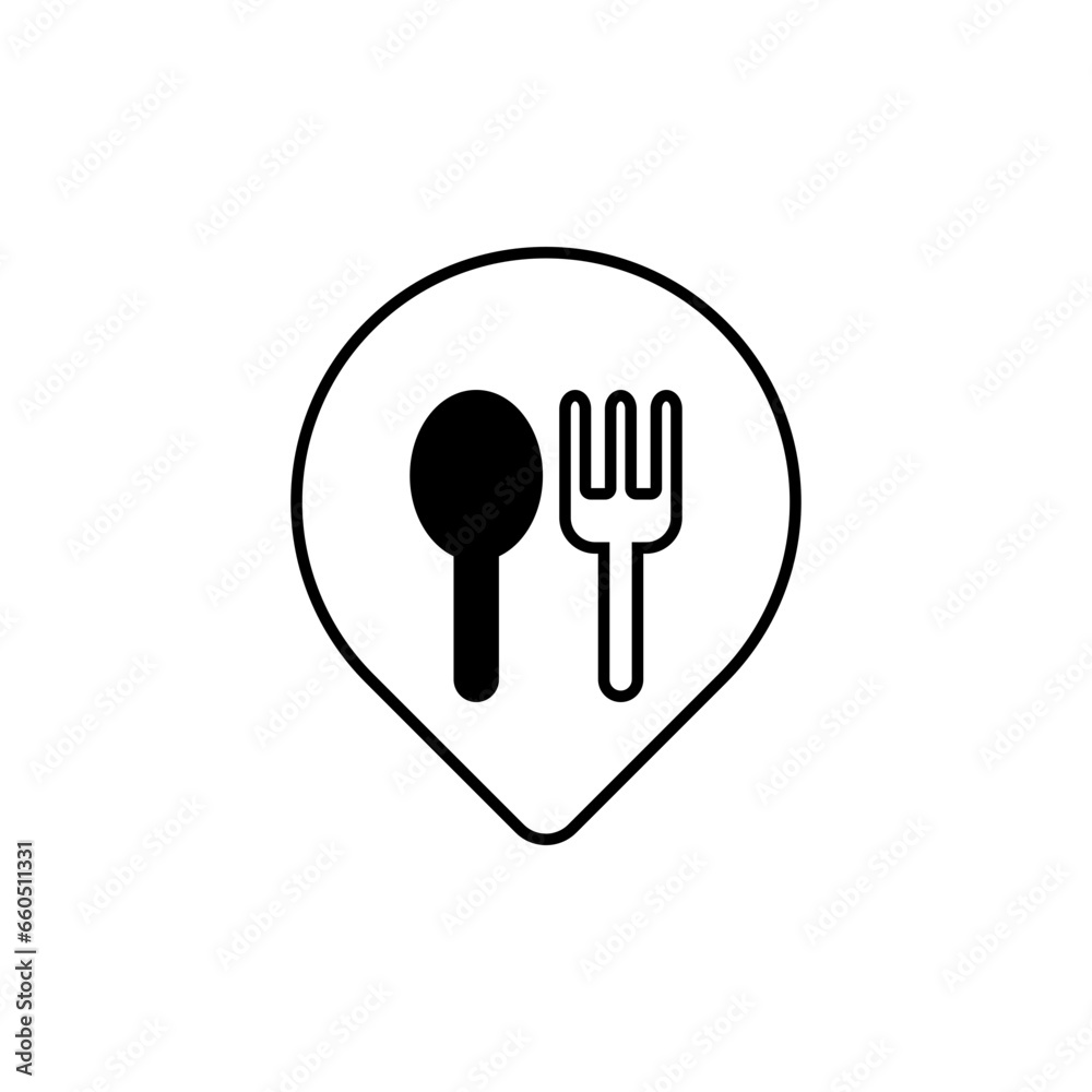 Restaurant map pointer with spoon and fork icon
Restaurant map pointer with spoon and fork icon