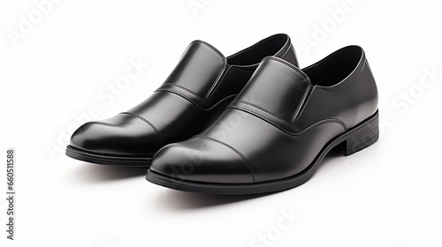 Stylish Black Shoes on White Background Isolated