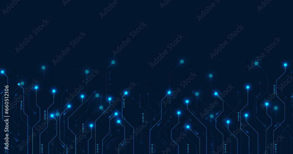 Circuit board vector background. Electronic computer hardware technology. Motherboard - obrazy, fototapety, plakaty 
