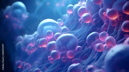  Bacterial Cells in Light Violet and Azure Background photo