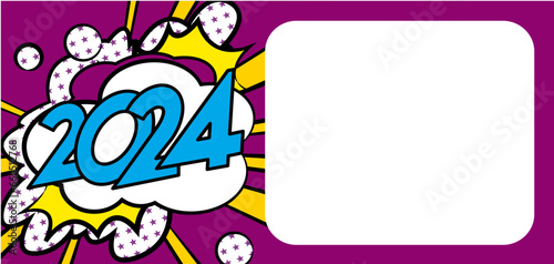 2024, Carte de vœux, Bonne Année, Correspondance, Pop-art, Happy New Year, Nouvel An, Pétillant, Fun, Fête, Festif, 1er janvier, Célébration, Invitation, Graphique, Design, Psychédélique, Nuage, Aérie