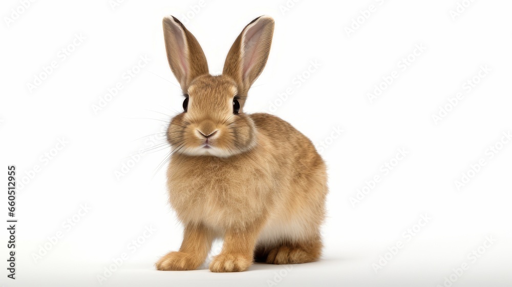 Adorable White Bunny Isolated on Pure Background
