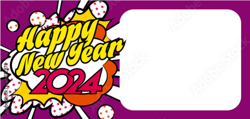 2024  Carte de v  ux  Bonne Ann  e  Correspondance  Pop-art  Happy New Year  Nouvel An  P  tillant  Fun  F  te  Festif  1er janvier  C  l  bration  Invitation  Graphique  Design  Psych  d  lique  Nuage  A  rie