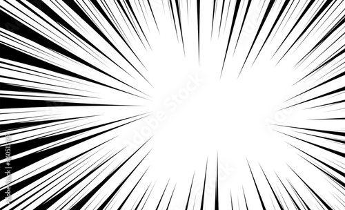 Radial black speed line anime zoom frame burst effect vector background