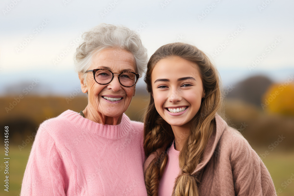 Obraz premium Grandmother and granddaughter portrait - Family love