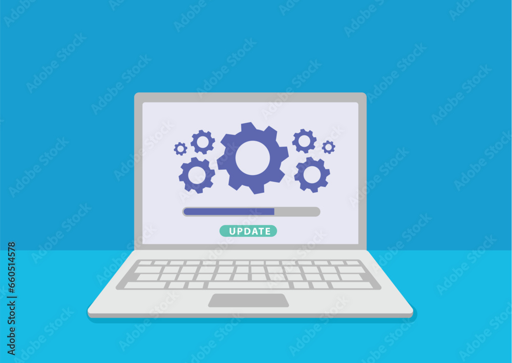 System Update. The concept of updating the system software. The download process on the computer screen. System Update. The concept of updating the system software. The download process on the computer screen.