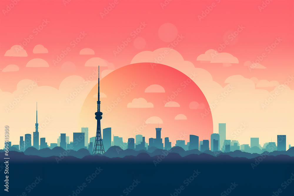 Obraz premium Tokio urban landscape. Pattern with houses. Illustration