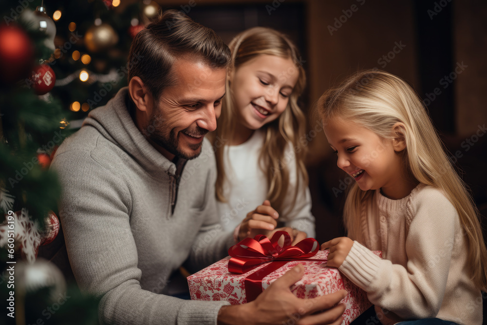 Pure delight on a child's face as they eagerly tear open their Christmas presents Pure delight on a child's face as they eagerly tear open their Christmas presents