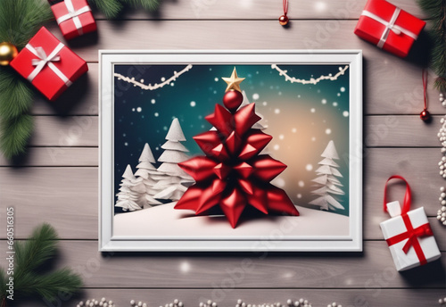 A small mockup with a Christmas concept. High quality photo.