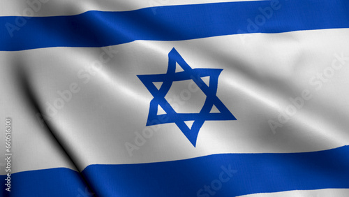 Israel Flag Waving in the Wind With High Quality Texture. Animation of the Israel National Flag With Real Satin Texture.