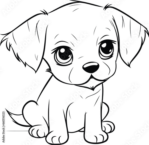 Cute cartoon puppy. Vector illustration isolated on a white background.