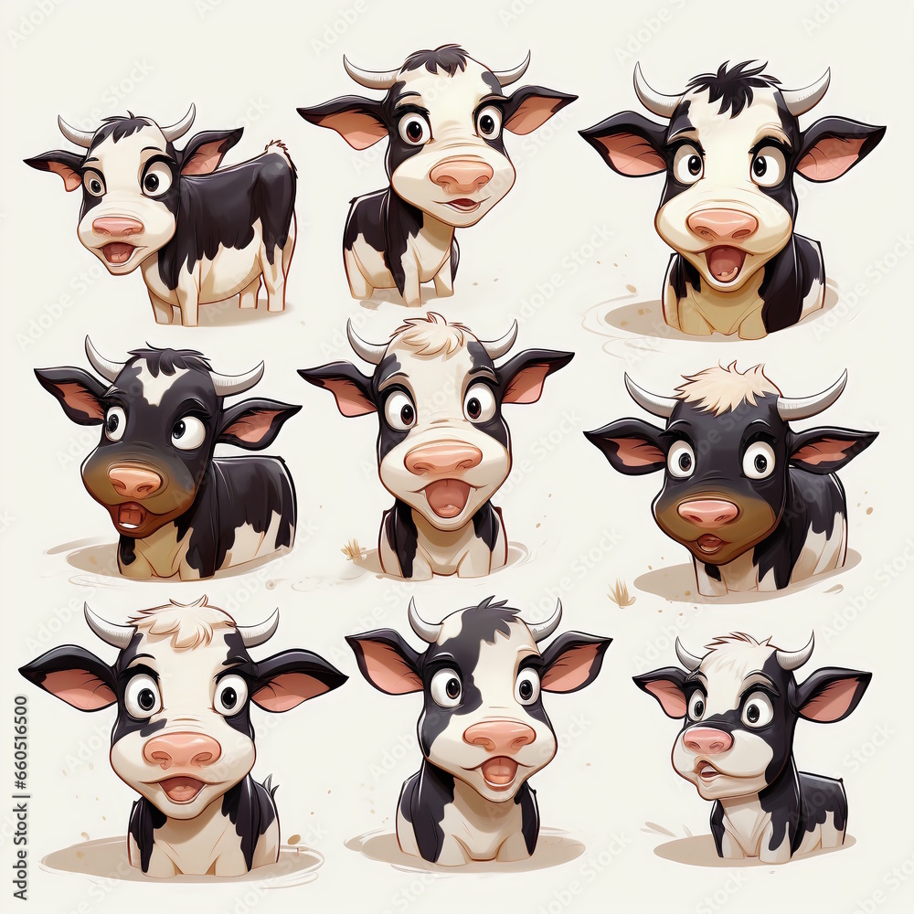 Happy Cattle Cartoon - Professional Design Happy Cattle Cartoon - Professional Design