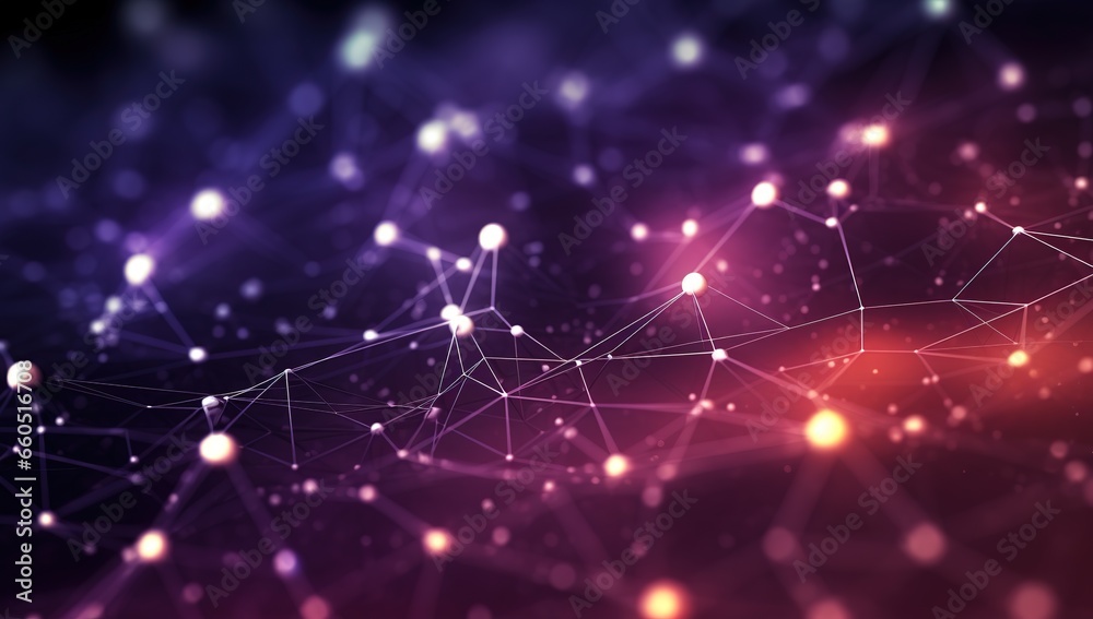 Obraz premium computer network background with colored lines and lights