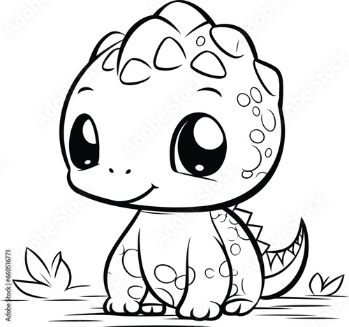 Illustration of Cute Dinosaur Coloring Book for Kids   Vector