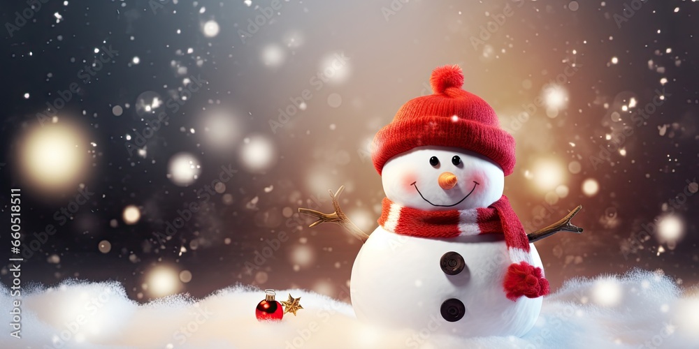 Snowman Christmas celebrating background concept featuring a festive and magical scene