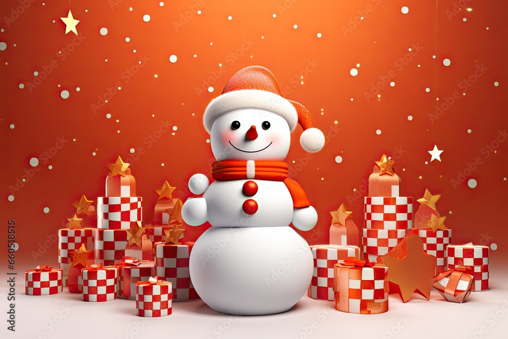 Snowman Christmas celebrating background concept featuring a festive and magical scene Snowman Christmas celebrating background concept featuring a festive and magical scene