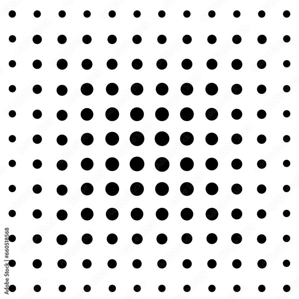 Halftone Dot pattern.Abstract seamless dot pattern Sqaures made of dots arranged sorted by size from center to outside 