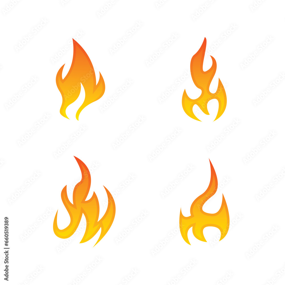 Vector set of fire and flame icons 