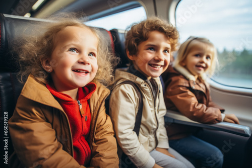 Kids enjoying kid-friendly amenities on trains 