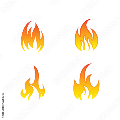 Vector set of fire and flame icons 