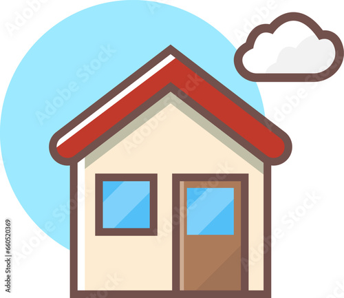 Very Cute House Cartoon Vector 