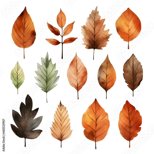 Set of leaves autumn watercolor © Youllata