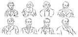 Vector portraits of famous Russian writers. Alexander Pushkin, Leo Tolstoy, Nikolai Gogol, Ivan Turgenev, 
Fyodor Dostoevsky, Anton Chekhov, Mikhail Lermontov, Ivan Goncharov