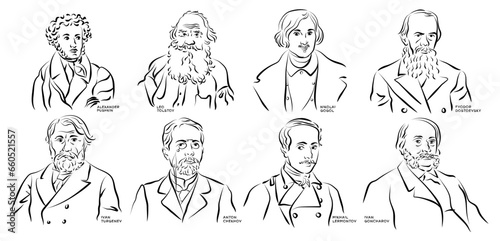 Tableau sur toile Vector portraits of famous Russian writers