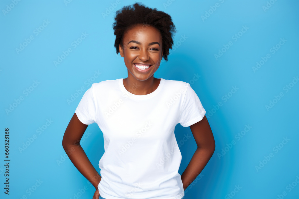 African American Model in White T-Shirt African American Model in White T-Shirt