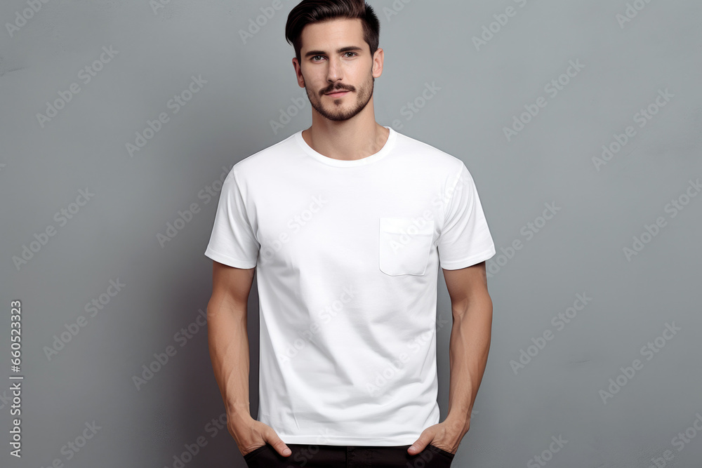 Man in White T-Shirt Mock-up Man in White T-Shirt Mock-up